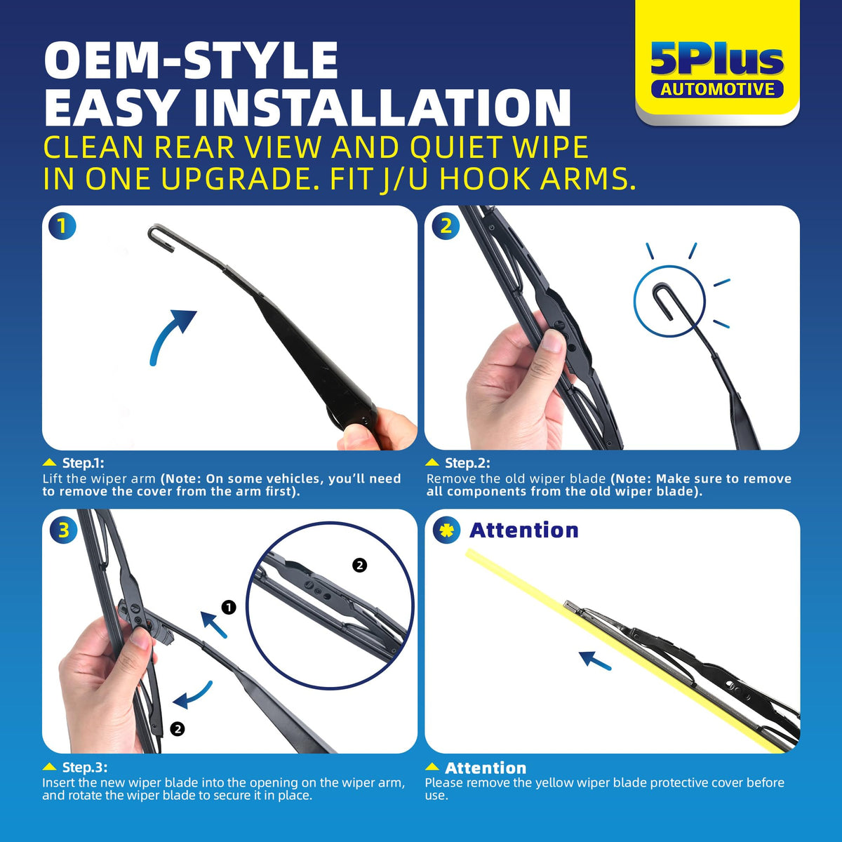 5 PLUS RearQuiet 12 Inch Rear Wiper Blade,OEM Replacement Rear Window Wiper