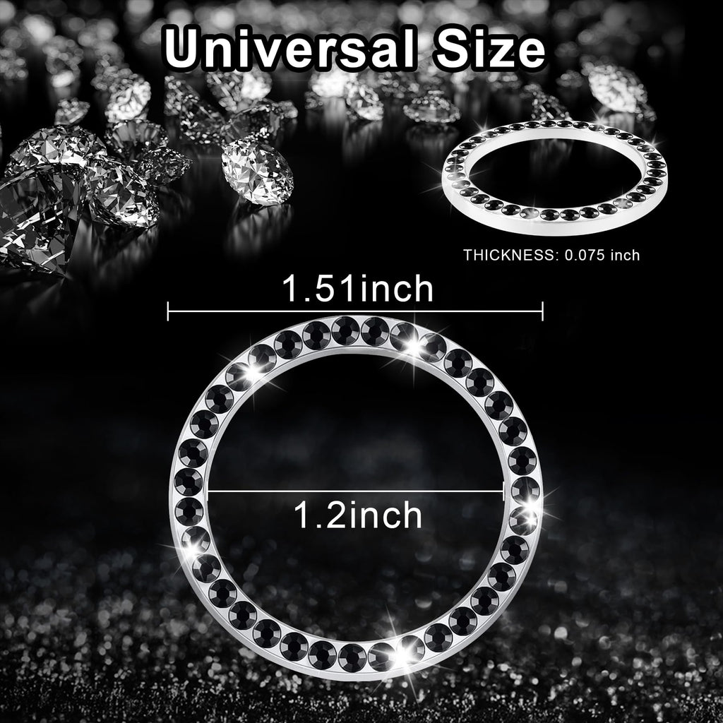 LivTee 2 PCS Crystal Double Rhinestone Car Engine Start Stop Decoration Ring, Bling Car Interior Accessories for Women, Push to Start Button Cover Sticker, Automotive Decals, White