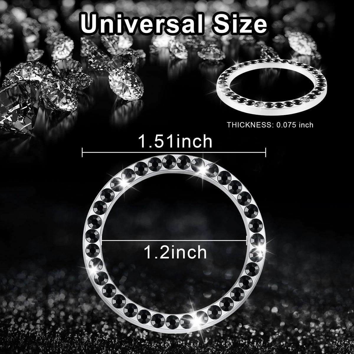 LivTee 2 PCS Crystal Double Rhinestone Car Engine Start Stop Decoration Ring, Bling Car Interior Accessories for Women, Push to Start Button Cover Sticker, Automotive Decals, White