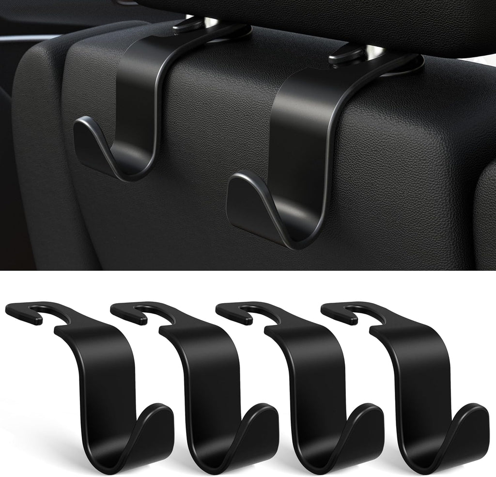 4-Pack Car Headrest Hooks Holds 55lbs Seat Storage Organizer for Bags