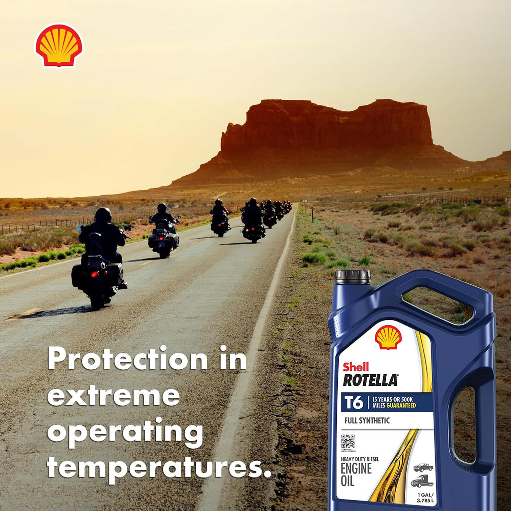 Shell Rotella T6 Full Synthetic 15W-40 Diesel Engine Oil, 1 Gallon (3 Pack)