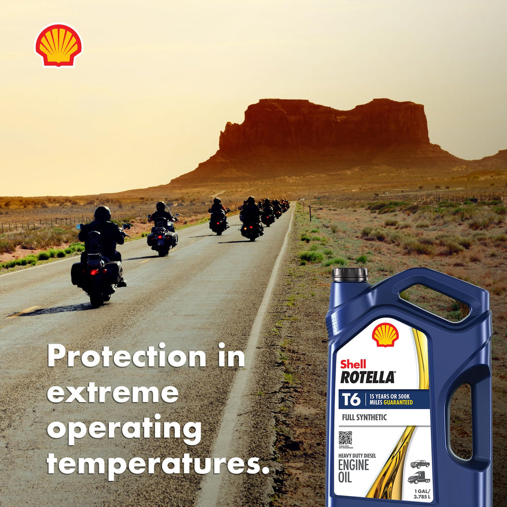 Shell Rotella T6 Full Synthetic 15W-40 Diesel Engine Oil, 1 Gallon (3 Pack)