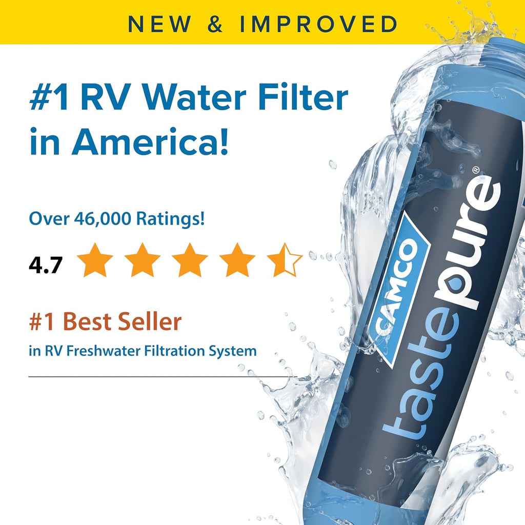 Camco Tastepure RV Water Filter 2-pk - GAC & KDF Filtration-Made in the USA