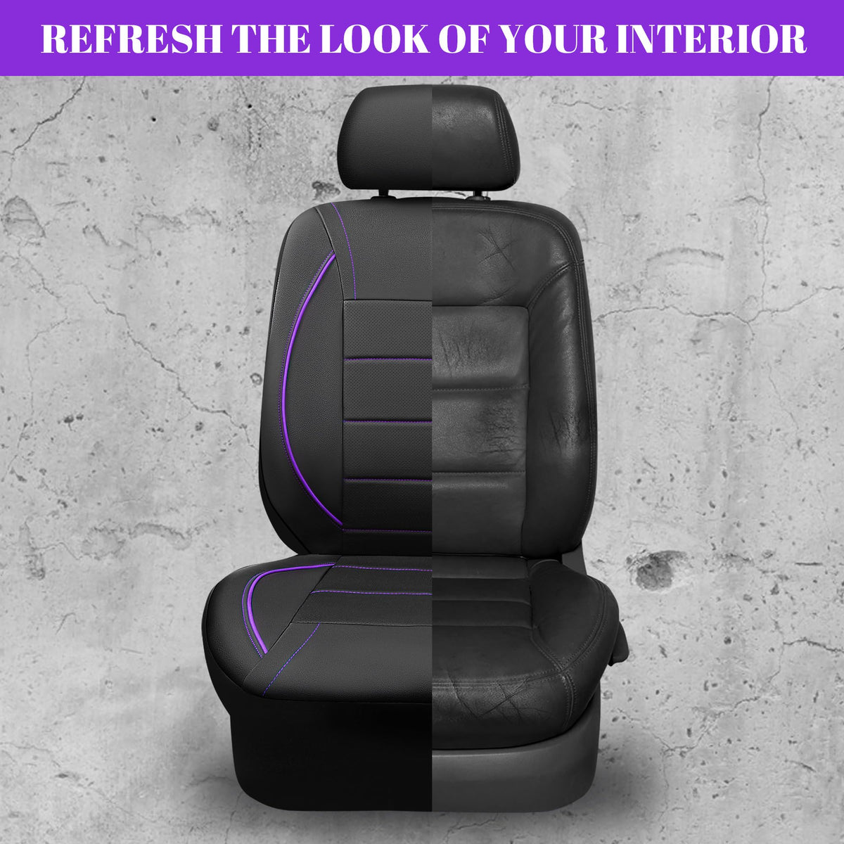 CAR PASS Universal FIT Piping Leather Two Front Seat Covers, Waterproof Faux Leather for SUV Sedan Van Truck, Airbag Compatible,Reserved Opening Holes for Headrest Covers. (Black red)