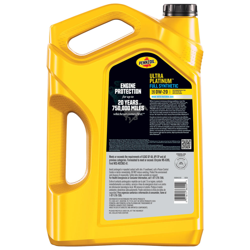 Pennzoil Ultra Platinum Full Synthetic 0W-40 Motor Oil, 1 Quart (6 Pack)