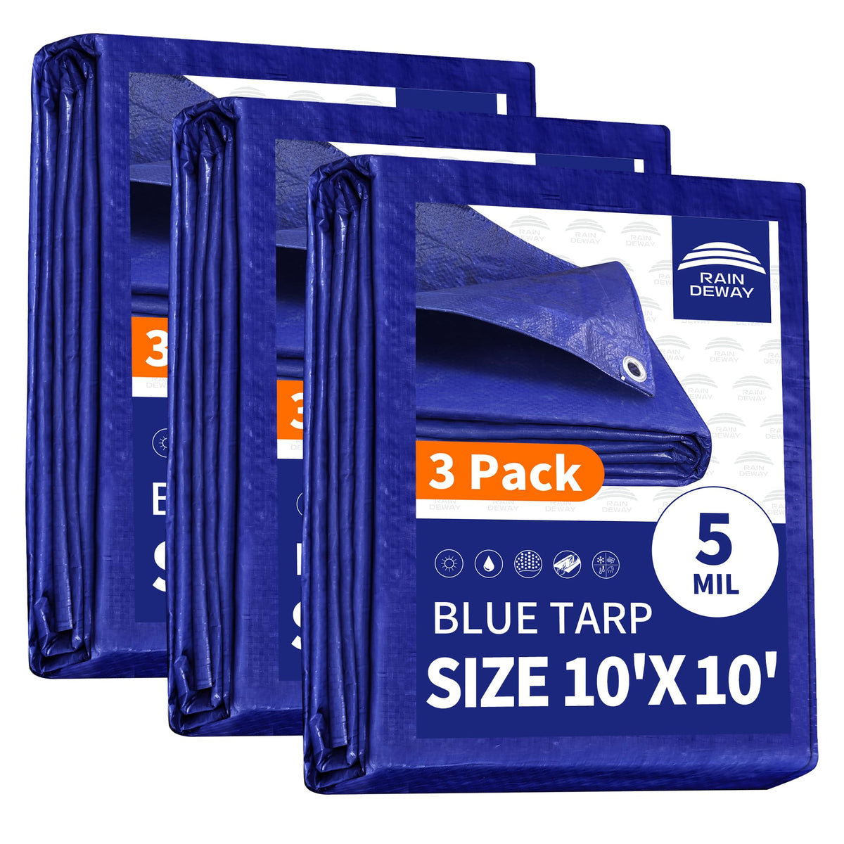 RAINDEWAY Tarps 8x10Ft 5.5 Mil Multipurpose Waterproof Poly Tarp Cover