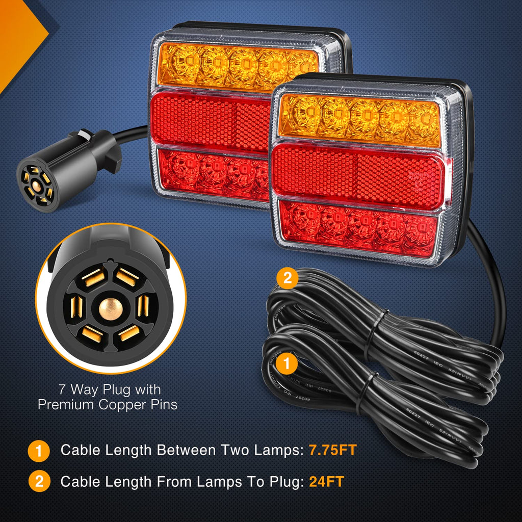 Nilight 6" Oval LED Trailer Tail Lights,Red, 2 Pack, Grommets Mount