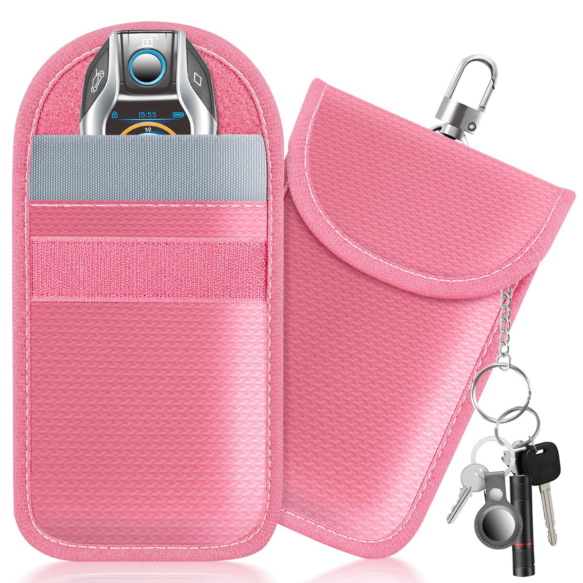 lanpard Faraday Pouch for Car Keys, Faraday Bag, Car RFID Signal Blocking Holder, Key Fob Protector, Key fob cage Block Signal Anti-Theft Fob Case (2 Pack)