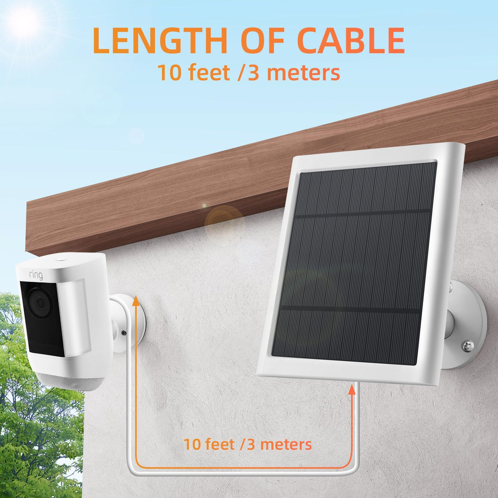 Solar Panel for Ring Camera, 2 Pack 4W Solar Charger with 10FT Cable, USB-C to Barrel Plug Adapter, Compatible with Ring Stick Up Cam Battery/Pro, Spotlight Cam Battery/Plus/Pro, Reolink Argus Pro