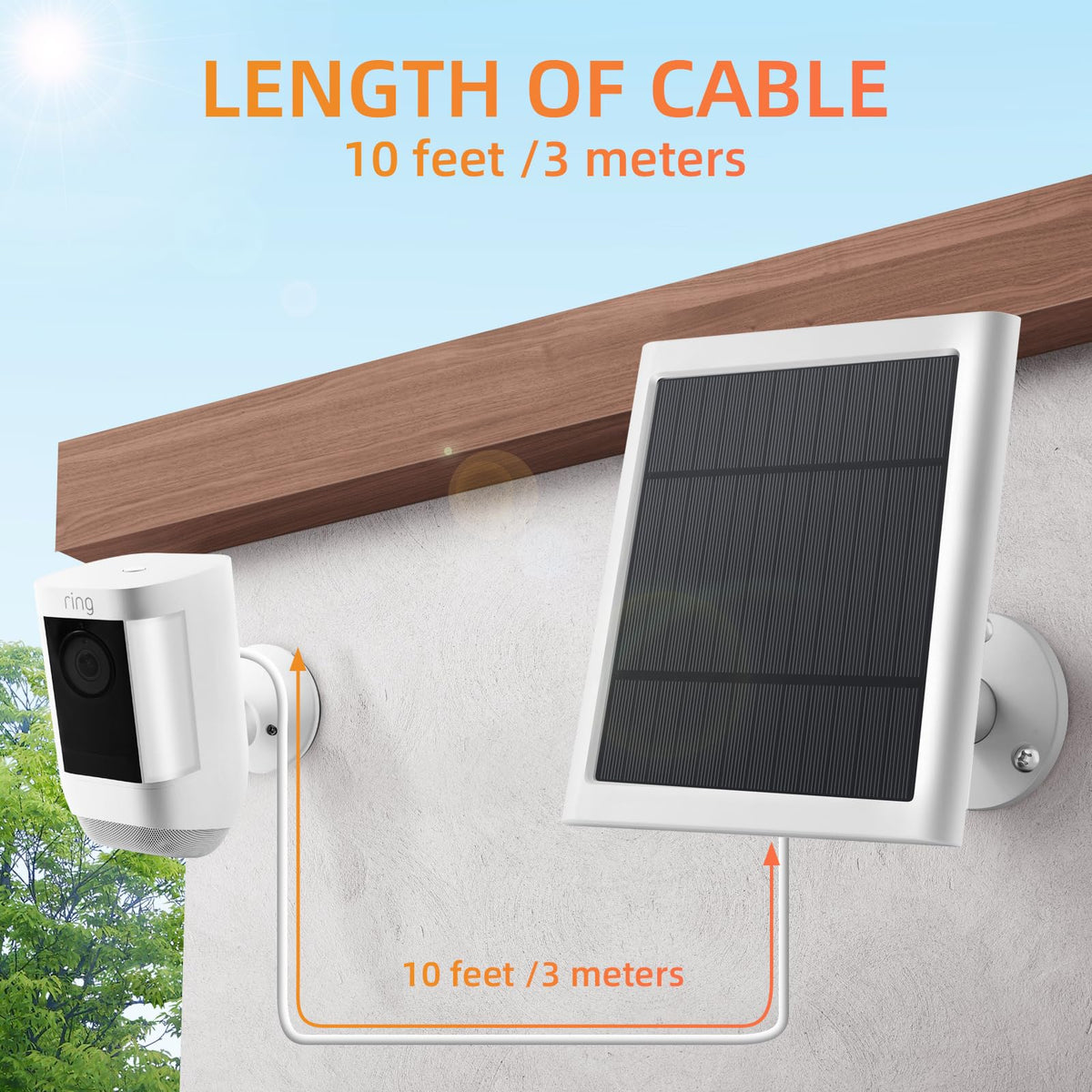 Solar Panel for Ring Camera, 2 Pack 4W Solar Charger with 10FT Cable, USB-C to Barrel Plug Adapter, Compatible with Ring Stick Up Cam Battery/Pro, Spotlight Cam Battery/Plus/Pro, Reolink Argus Pro