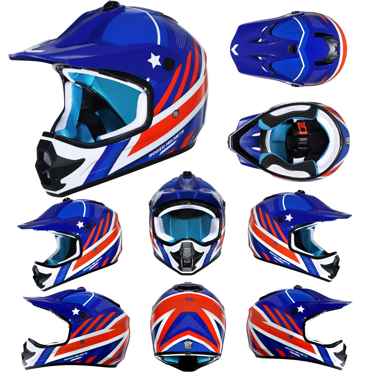 Youth Kids Dirt Bike Helmet DOT Approved, Full Face Motocross Set