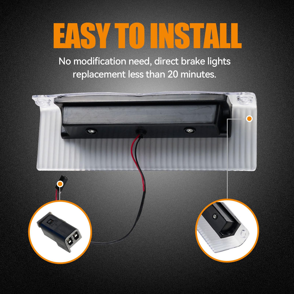 Third 3rd Brake Light, LED High Mount Stop Light for 2007-2013 Chevy Silverado/GMC Sierra 1500 2500HD 3500HD, Rear Center Cab Roof Tail Cargo Lamp, Red Lens