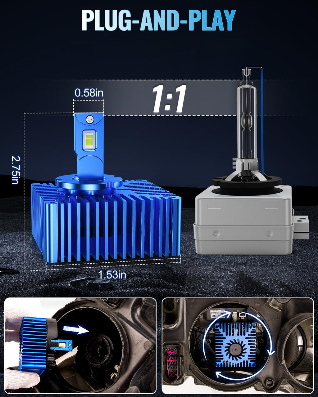 Marsauto D3S HID Bulbs, 66340 42403 42302 (42403C1) for HID Xenon, 6000K Cold White 35W Light Bulb, Plug and Play, Pack of 2