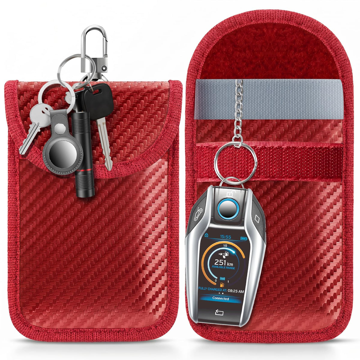 lanpard Faraday Pouch for Car Keys, Faraday Bag, Car RFID Signal Blocking Holder, Key Fob Protector, Key fob cage Block Signal Anti-Theft Fob Case (2 Pack)