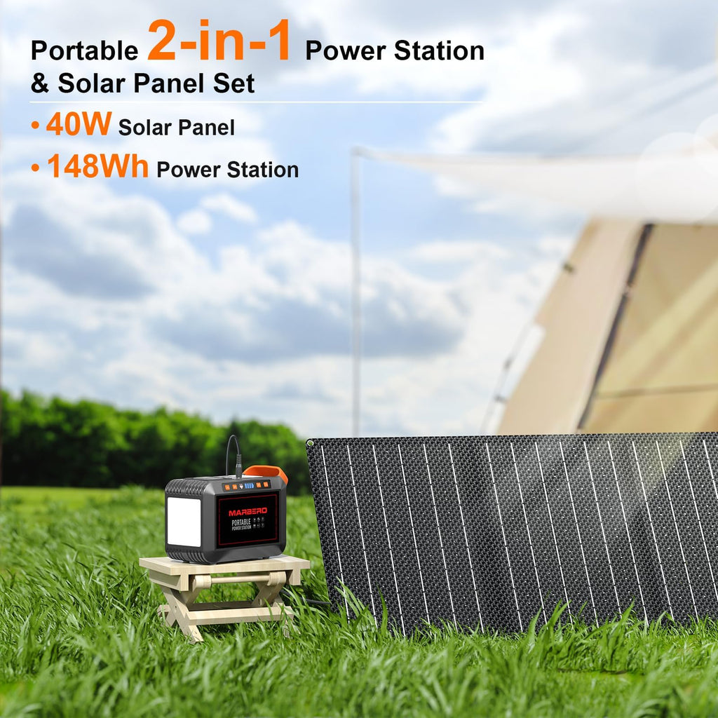 MARBERO Portable Power Station 88Wh, 120W Surge, Solar Generator 24,000mAh
