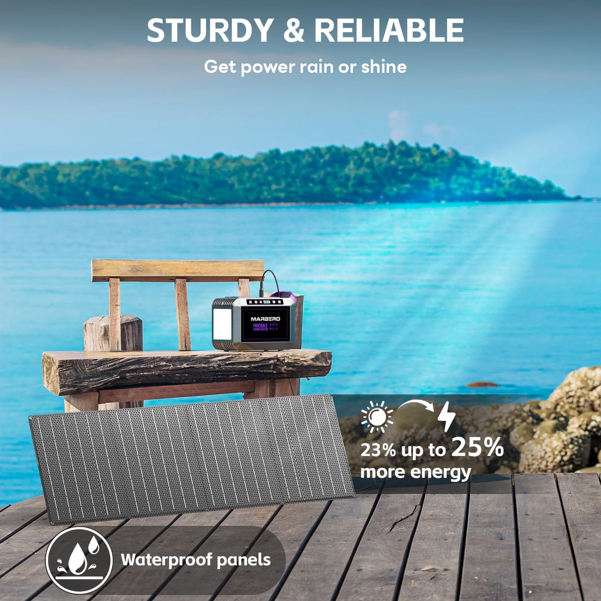 MARBERO Portable Power Station 88Wh, 120W Surge, Solar Generator 24,000mAh