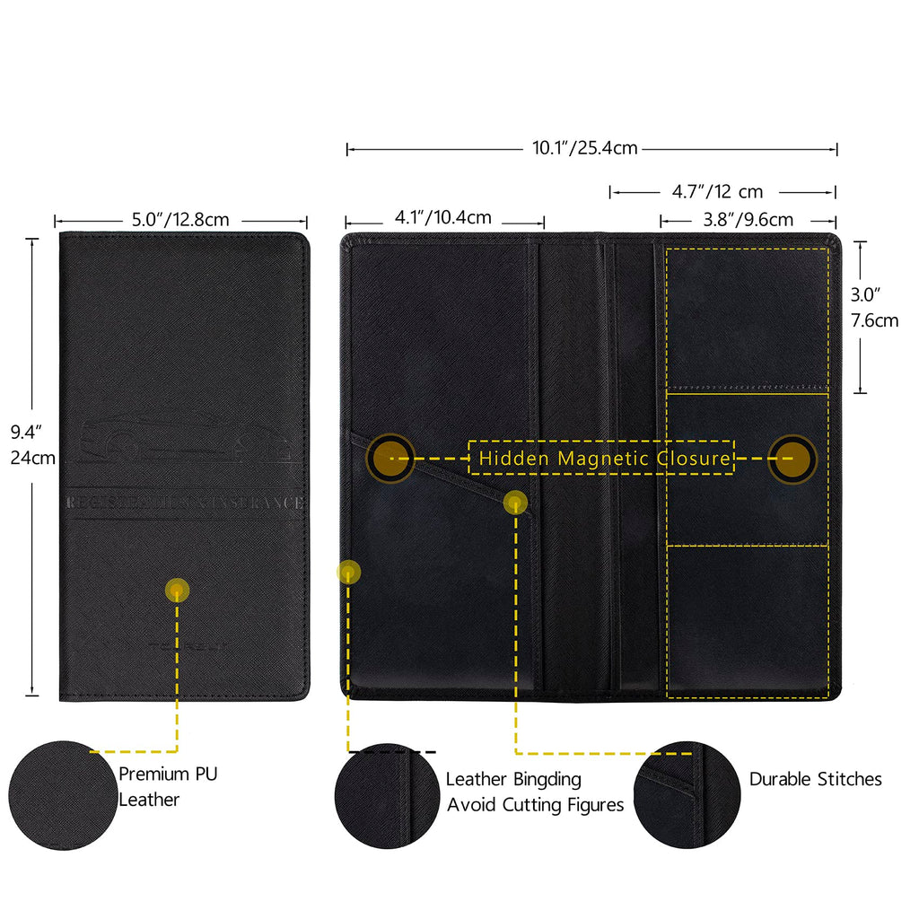TOURSUIT Car Registration & Insurance Card Holder, Carbon Fiber Black
