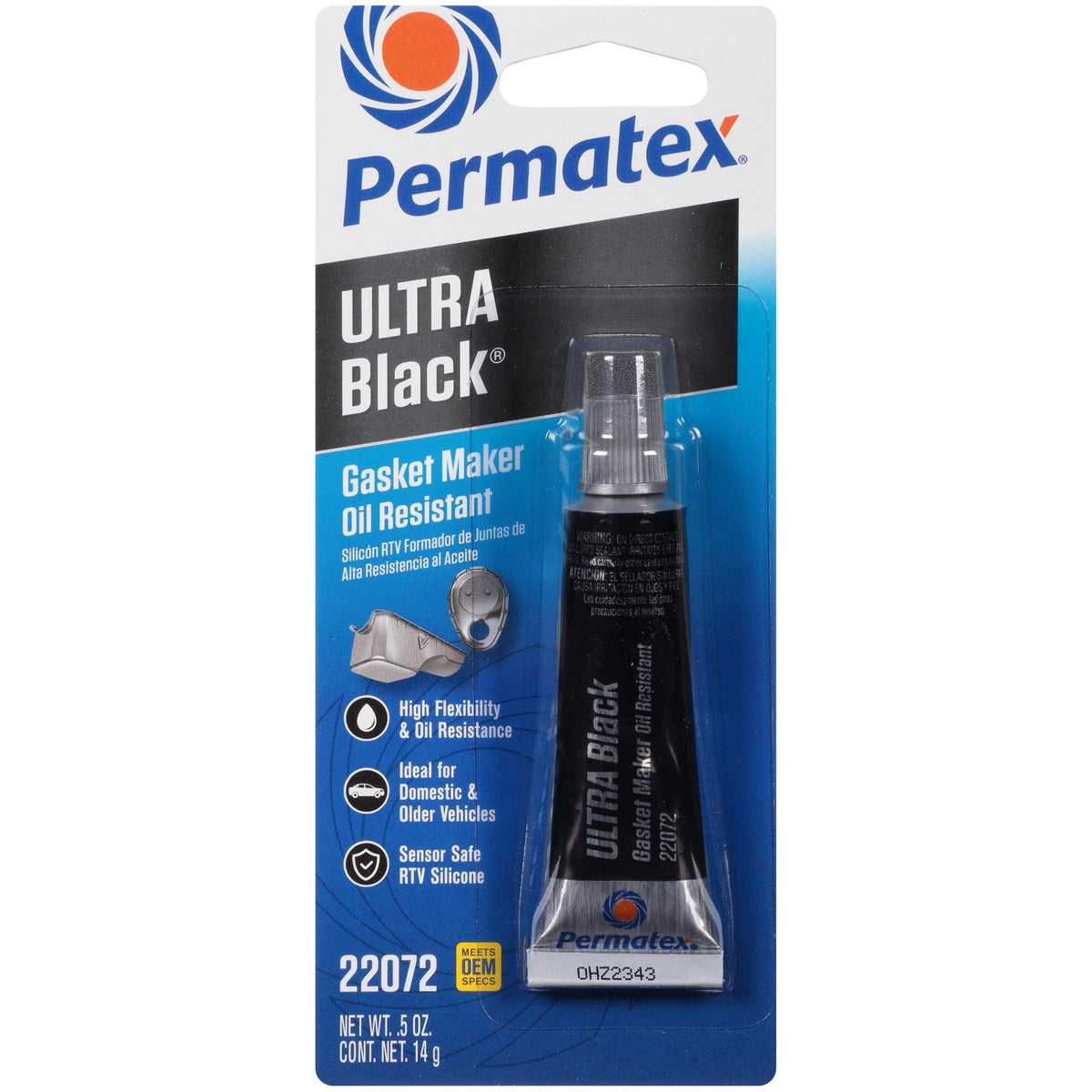 Permatex 82180 Ultra Black Maximum Oil Resistance RTV Silicone Gasket Maker, Sensor Safe and Non-Corrosive, for High Flex and Oil Resistant Applications 3 oz