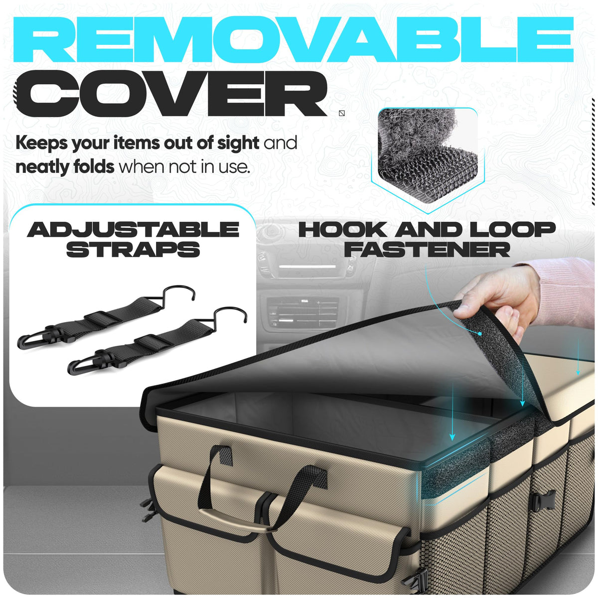 FORTEM Trunk Organizer - Foldable Car Organizer & Storage for SUVs & Trucks