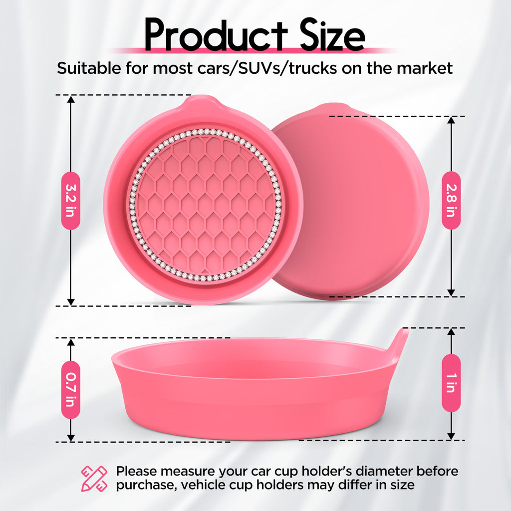 Amooca 2-Pack Car Cup Coaster Silicone Spill-Proof Cup Holder Inserts