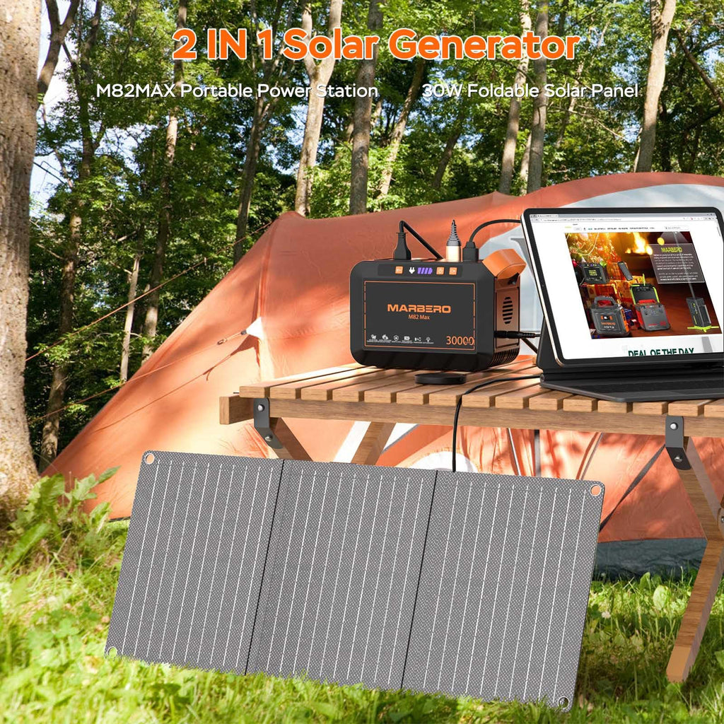 MARBERO Portable Power Station 88Wh, 120W Surge, Solar Generator 24,000mAh