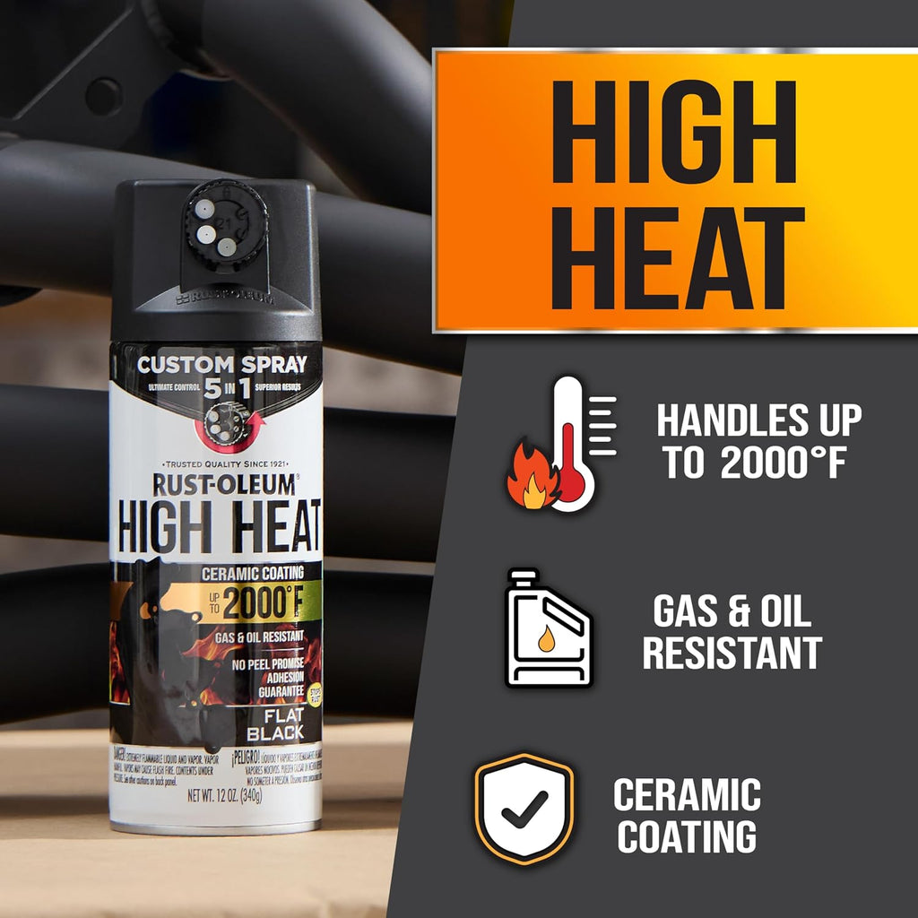 Rust-Oleum High Heat 5-in-1 Spray Paint, Flat Black