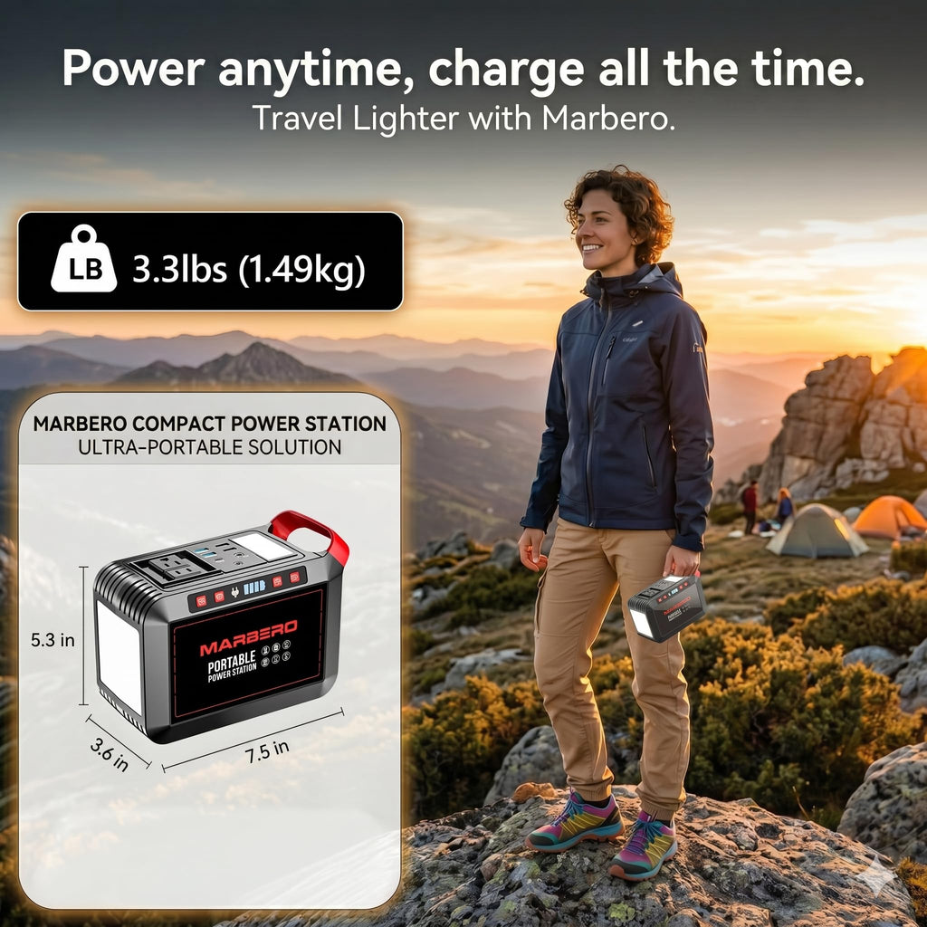MARBERO Portable Power Station 88Wh, 120W Surge, Solar Generator 24,000mAh