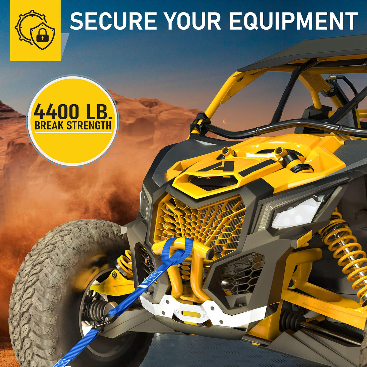AUGO Ratchet Straps Heavy Duty 4 Pack -15 FT - 2200 LB Break Strength – with Safety Lock S Hooks - Cargo Straps for Moving, Appliances, Motorcycle – Soft Loop Tie Down Straps