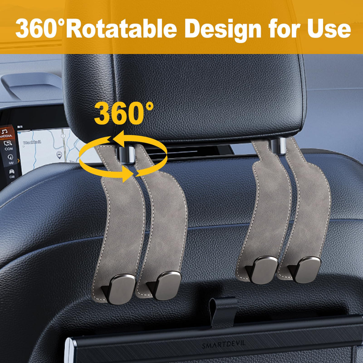 Car Purse Hook Purse Hook for Car Seats Headrest Car Seat Hooks,Heavy Duty Vehicle Organizer for Handbags, Groceries, Purses, Keep Car Tidy (Black, 2 Pack)