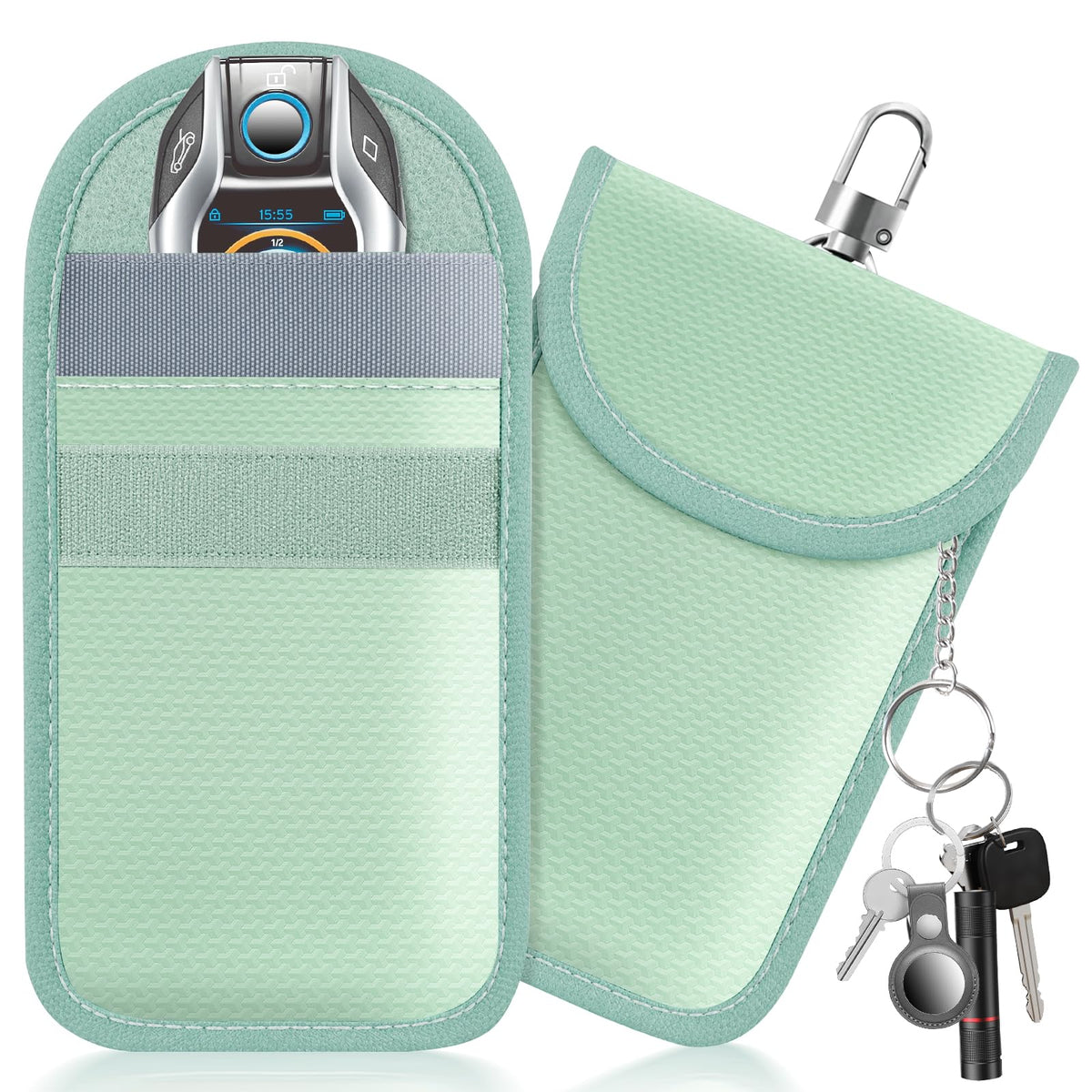 lanpard Faraday Pouch for Car Keys, Faraday Bag, Car RFID Signal Blocking Holder, Key Fob Protector, Key fob cage Block Signal Anti-Theft Fob Case (2 Pack)