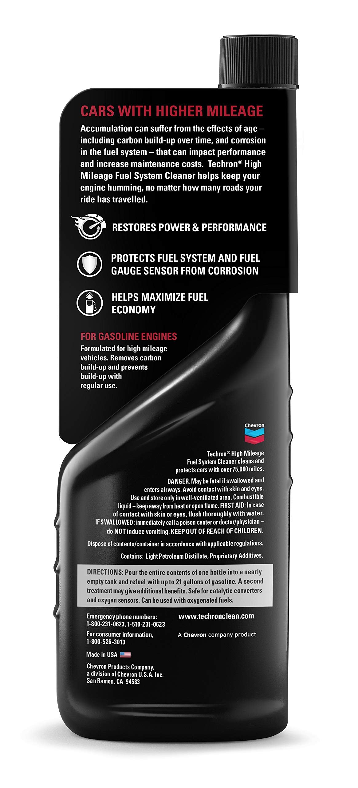 Chevron Techron High Mileage Fuel System Cleaner, 12 oz, Pack of 1