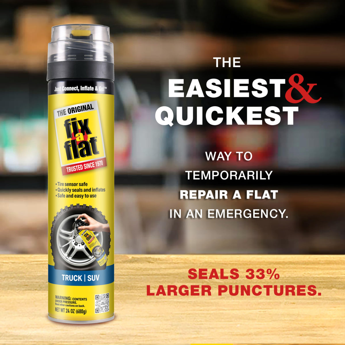Fix-A-Flat S60420 Aerosol Emergency Flat Tire Repair and Inflator, for Standard Tires, Eco-Friendly Formula, Universal Fit for All Cars, 16 oz. (Pack of 1)