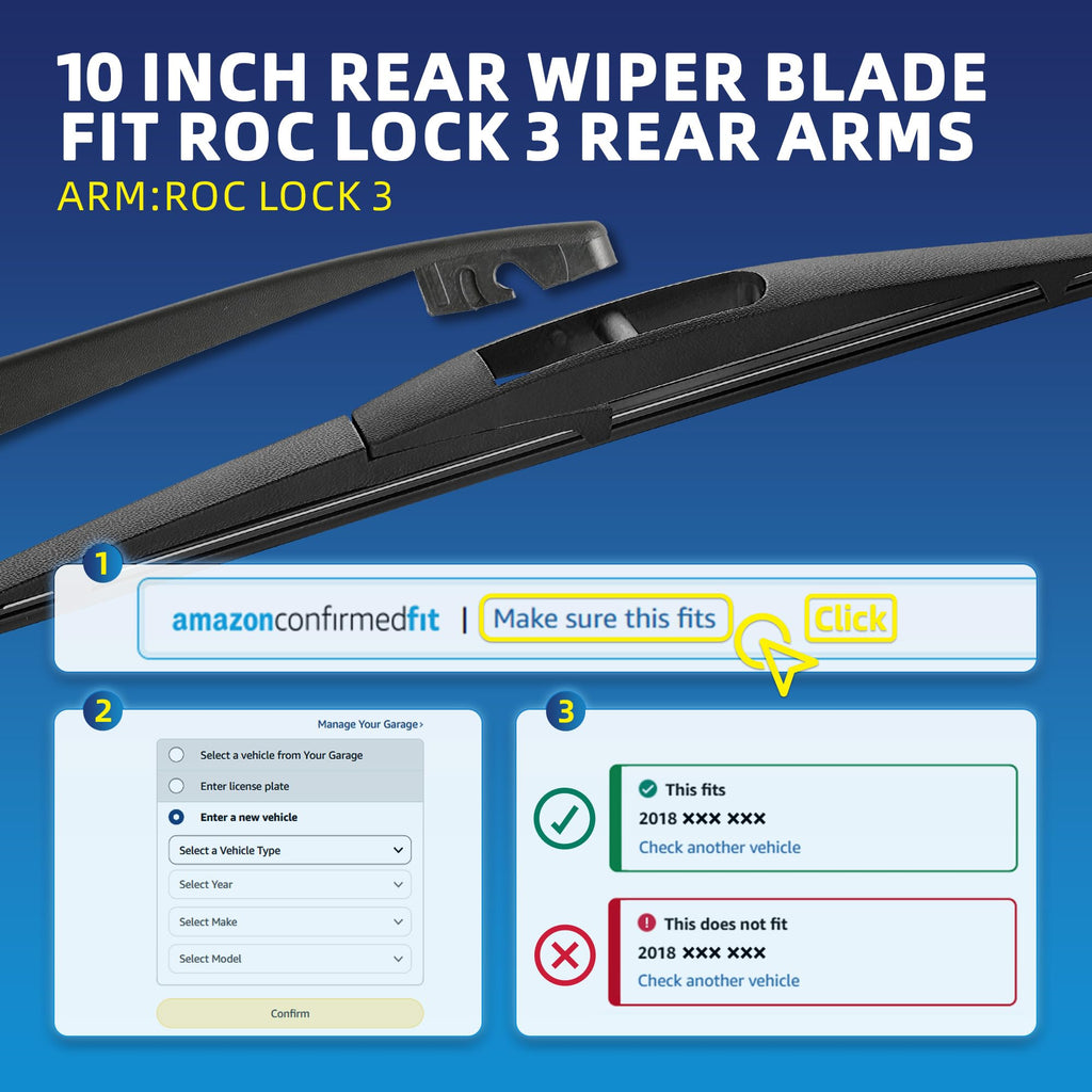 5 PLUS RearQuiet 12 Inch Rear Wiper Blade,OEM Replacement Rear Window Wiper