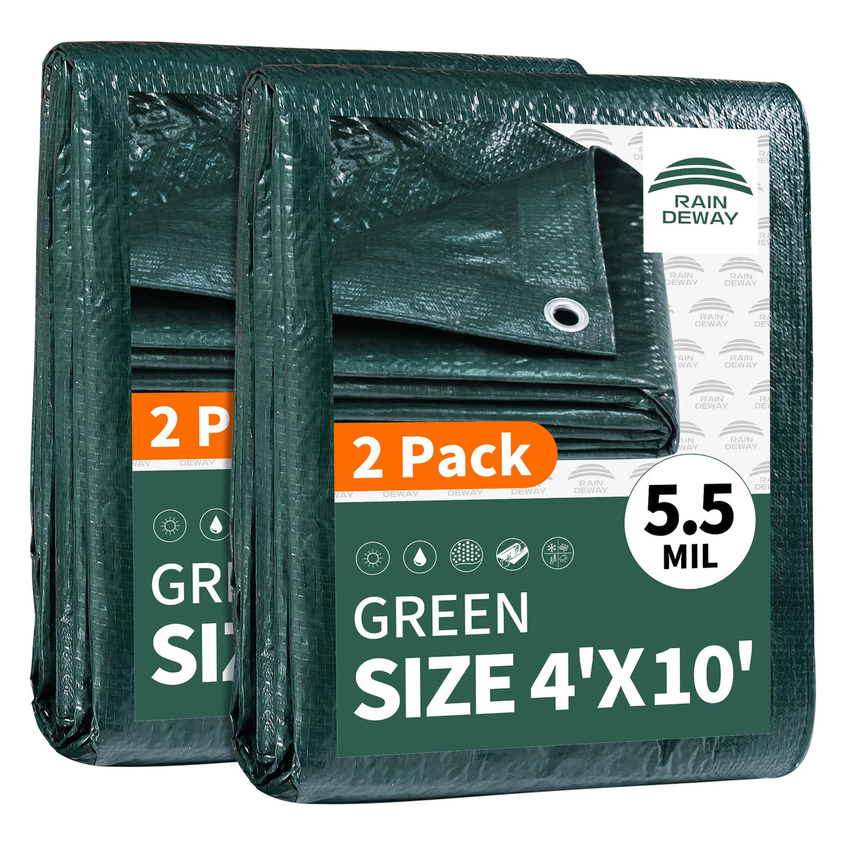 RAINDEWAY Tarps 8x10Ft 5.5 Mil Multipurpose Waterproof Poly Tarp Cover