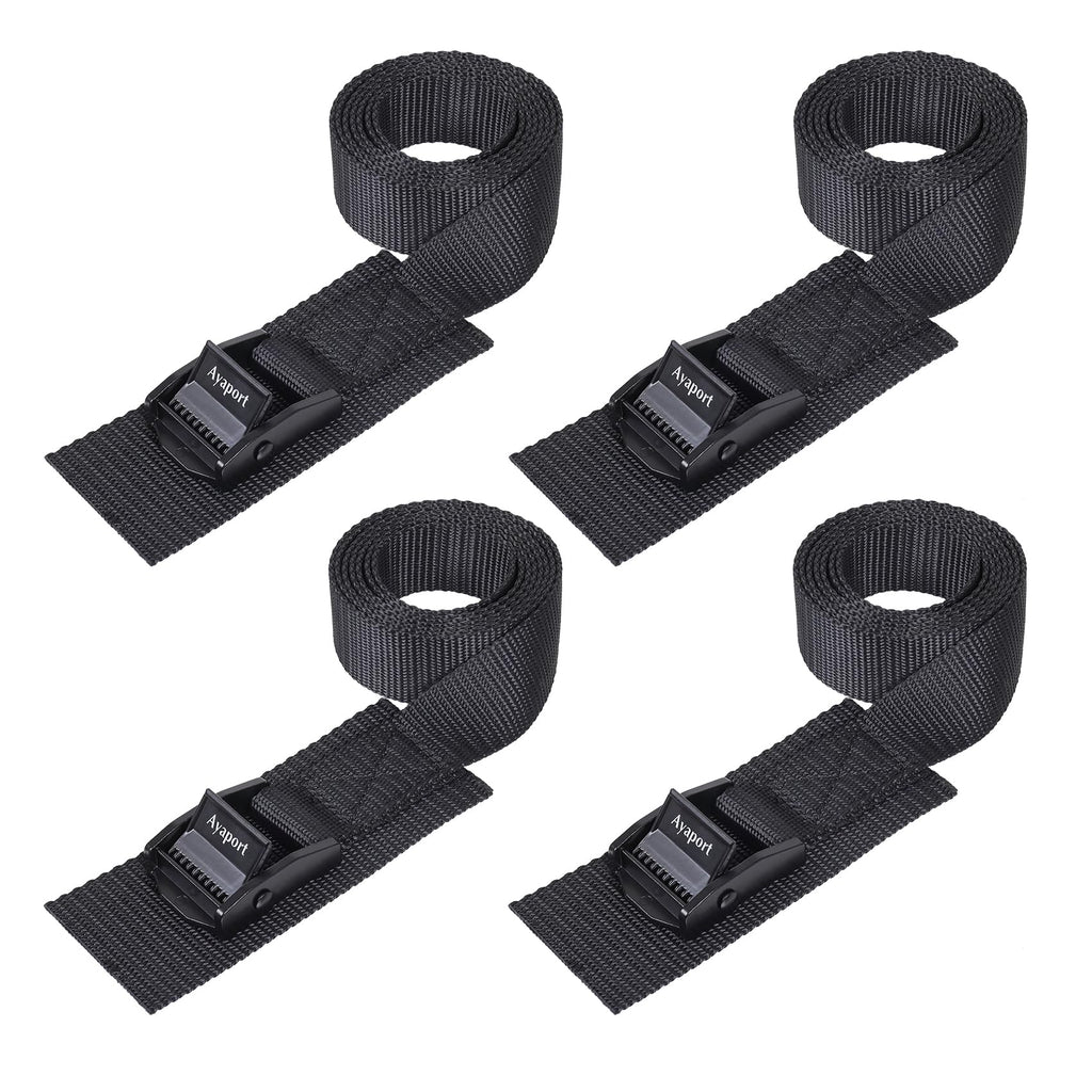Ayaport Lashing Straps with Buckles Adjustable Cam Buckle Tie Down Cinch Strap for Packing Black 4 Pack