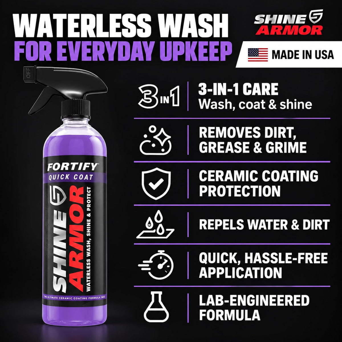SHINE ARMOR Fortify Quick Coat Ceramic Coating Spray, 16 fl oz