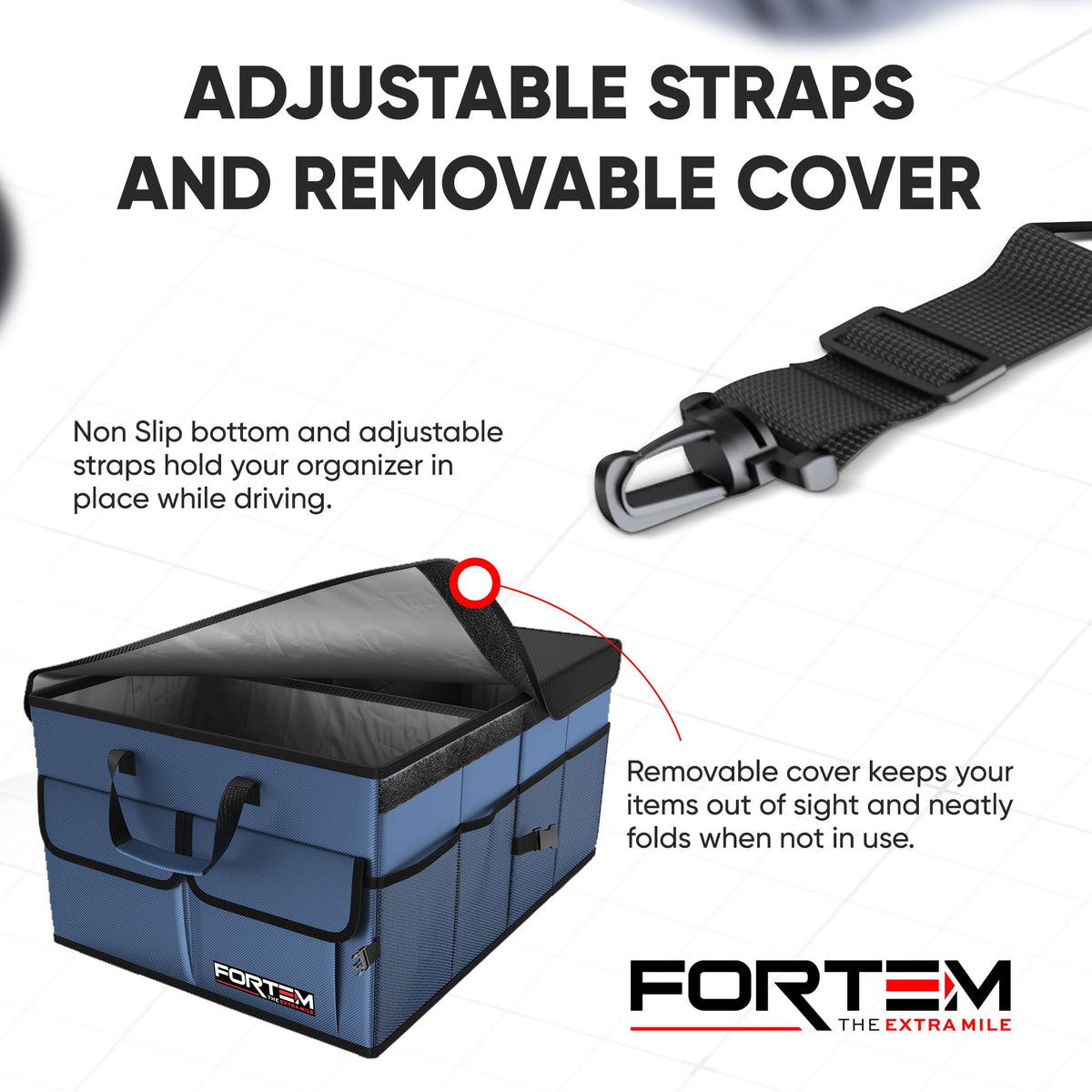 FORTEM Trunk Organizer - Foldable Car Organizer & Storage for SUVs & Trucks