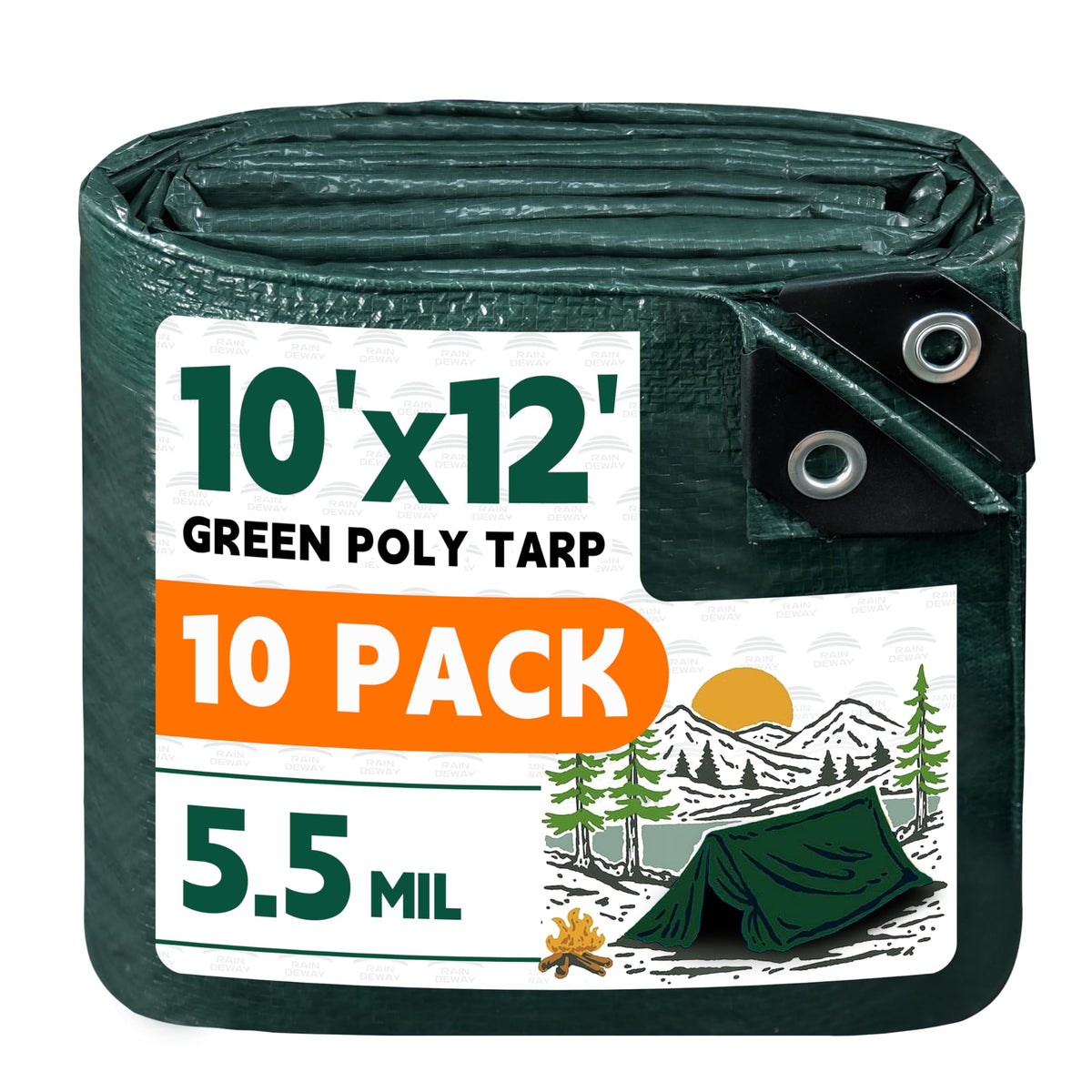 RAINDEWAY Tarps 8x10Ft 5.5 Mil Multipurpose Waterproof Poly Tarp Cover
