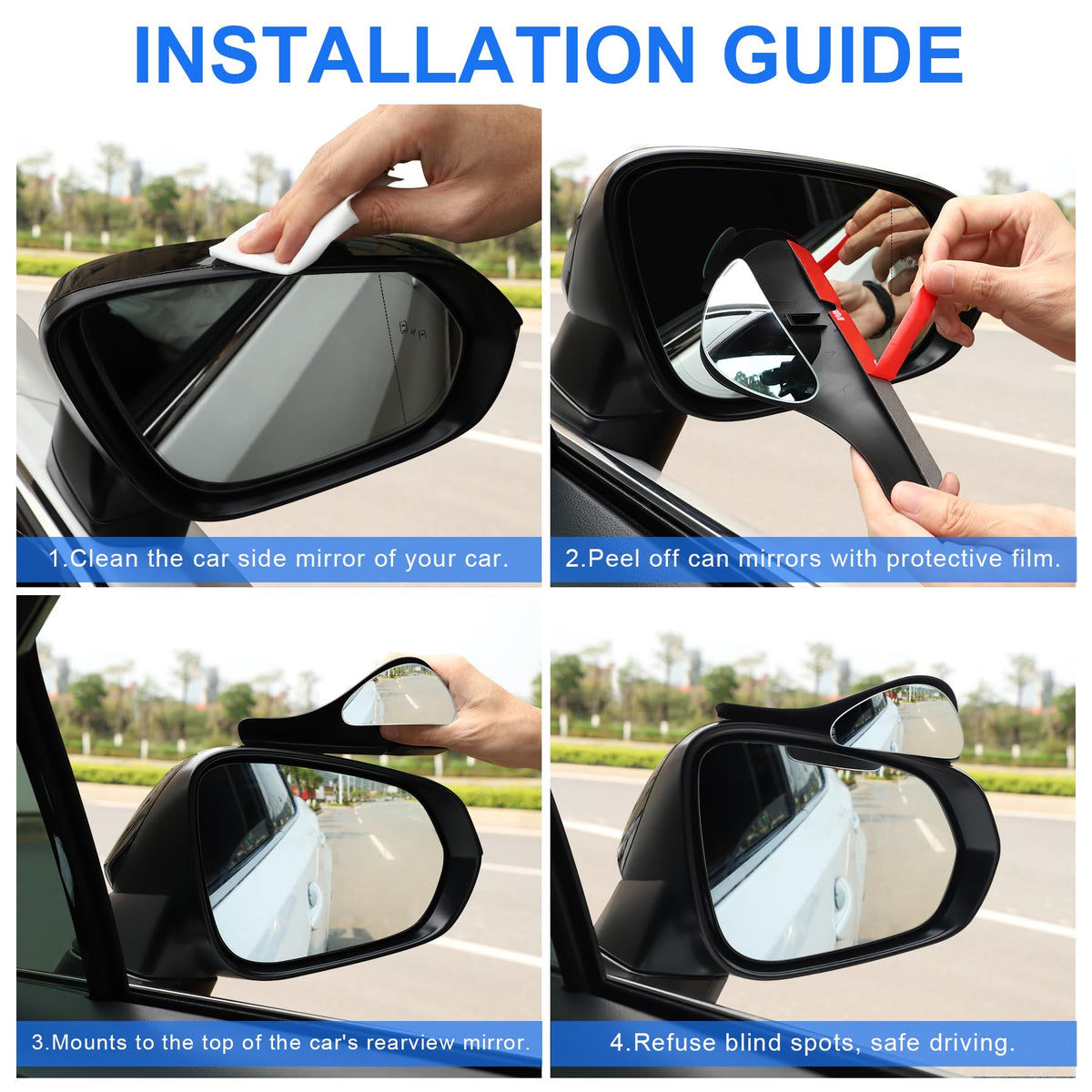 LivTee Blind Spot Car Mirror, HD Glass Frameless Convex Side Mirror Blindspot, Wide Angle Rear View Mirrors for SUVs, Trucks and RVs - Car Accessories