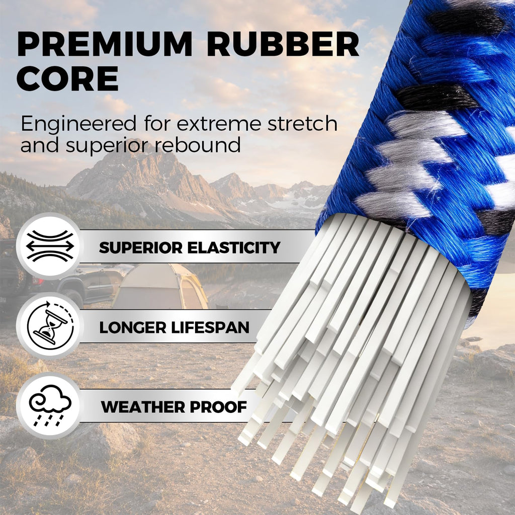 HORUSDY 31-Piece Premium Bungee Cords Assortment Jar, Includes 10”,18”,24”,32”,40” Bungee Cords, 6“ Zip Ties, 8”Canopy/Tarp Ball Ties and Crocodile Mouth Tarp Clips