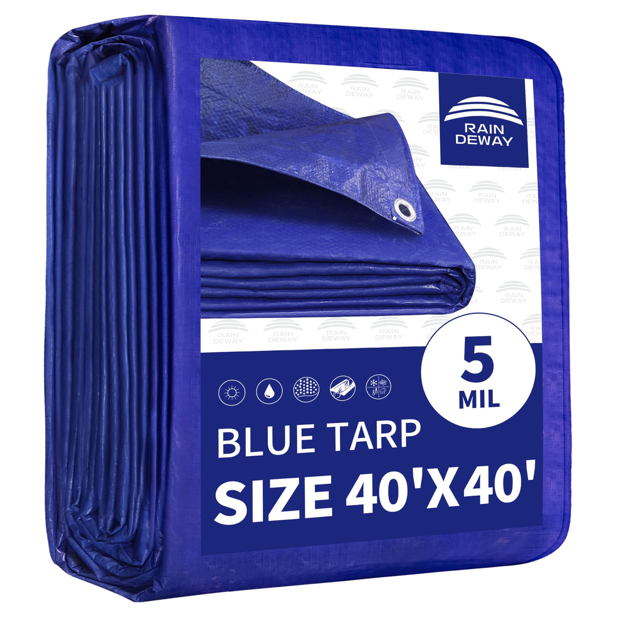 RAINDEWAY Tarps 8x10Ft 5.5 Mil Multipurpose Waterproof Poly Tarp Cover