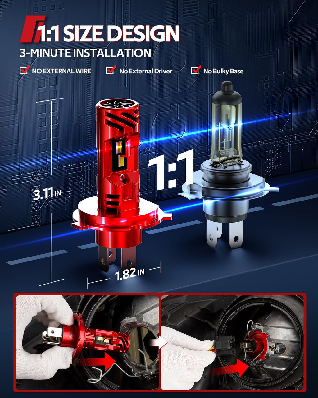 Torchbeam H11/H16/H8 LED Fog Light Bulb, 12000LM 6500K White, Plug and Play