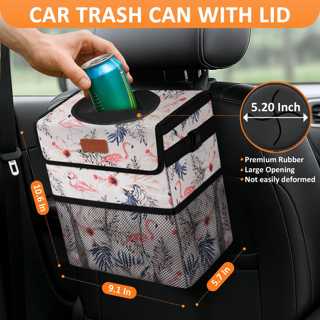 Vankor Car Trash Can with Lid Leak Proof Car Accessories for Women