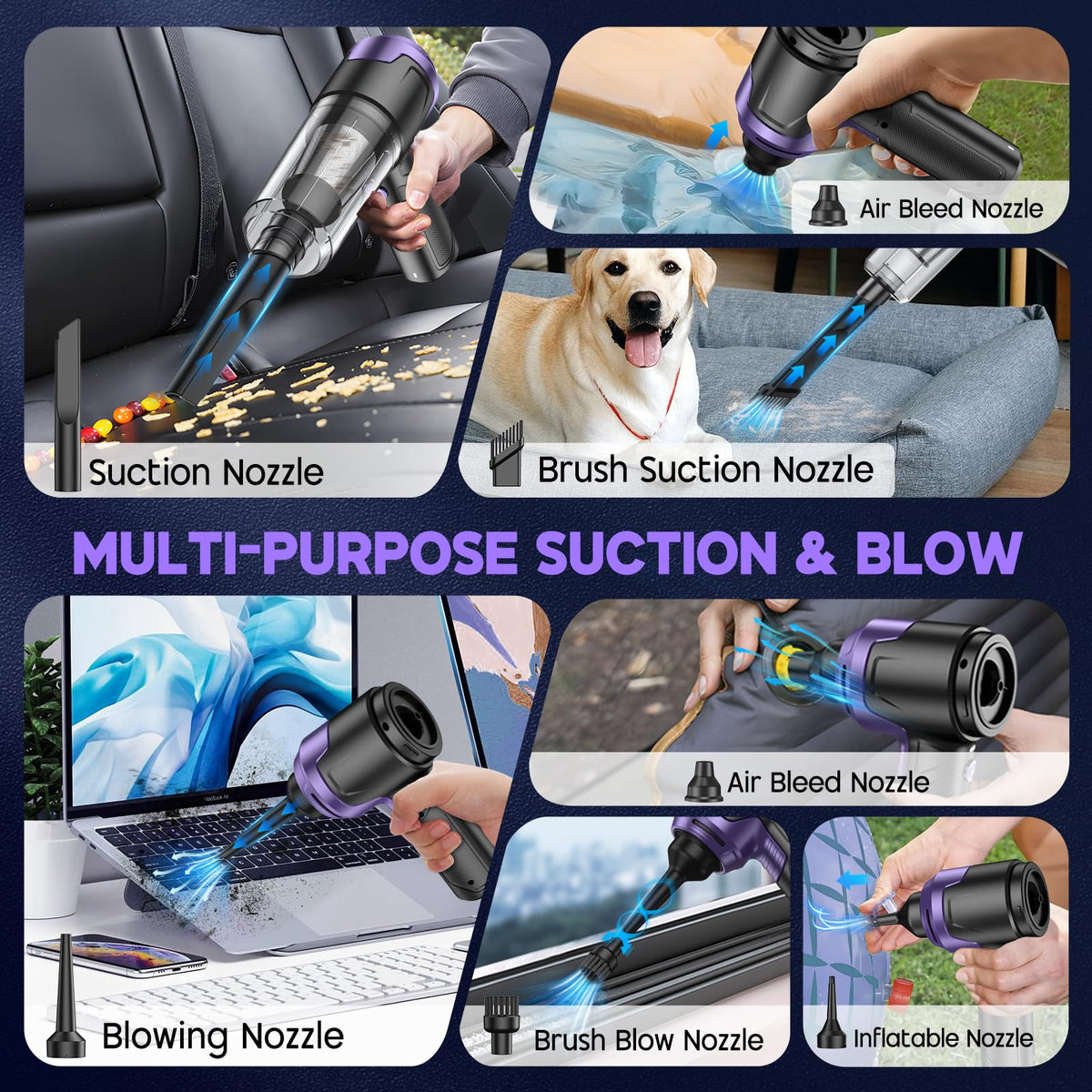 KMM Handheld Car Vacuum Cleaner, Hand Held Vacuum Cleaner and Air Duster