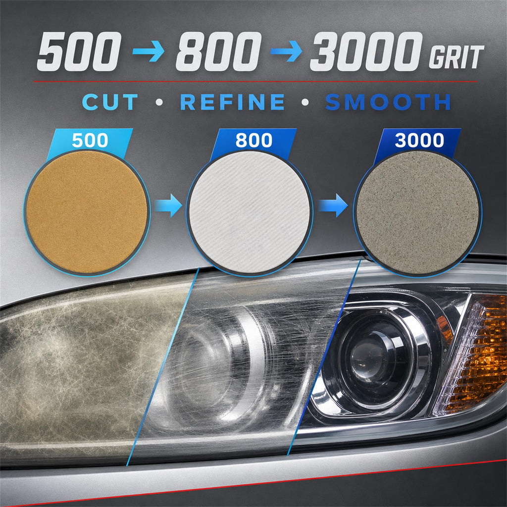 3M Ultra Headlight Restoration Kit, Contains Masking Tape, Light Sanding Discs, Wax Protectant and More, Use on Plastic Lenses Headlights, Taillights and More, Easy Heavy-Duty Restoration (39195)