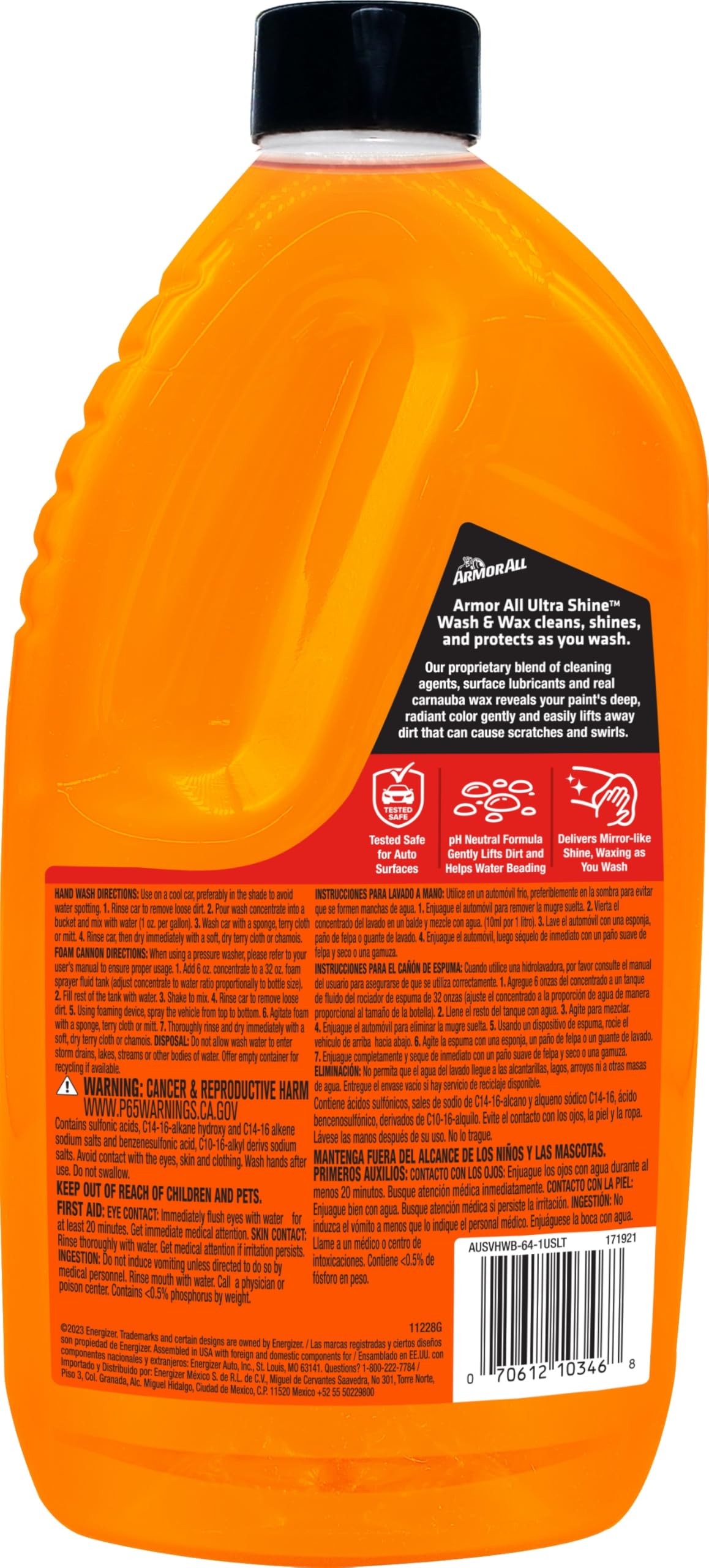 Armor All Ultra Shine Car Wash and Car Wax,Cleaning Fluid for Cars,Trucks,Motorcycles,64 Fl Oz Each,(Pack of 3)
