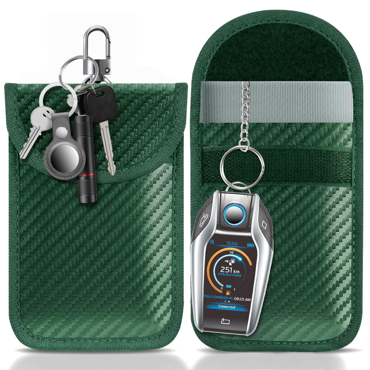 lanpard Faraday Pouch for Car Keys, Faraday Bag, Car RFID Signal Blocking Holder, Key Fob Protector, Key fob cage Block Signal Anti-Theft Fob Case (2 Pack)
