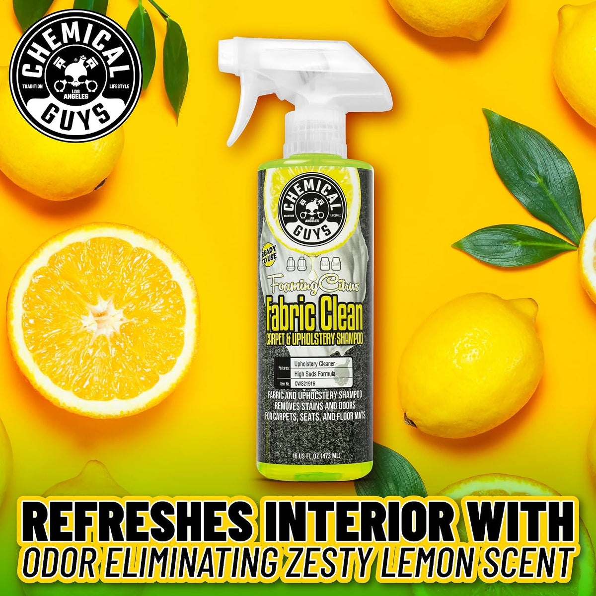 Chemical Guys, Citrus Fabric & Carpet Cleaner Spray with Brush Kit, 16 oz