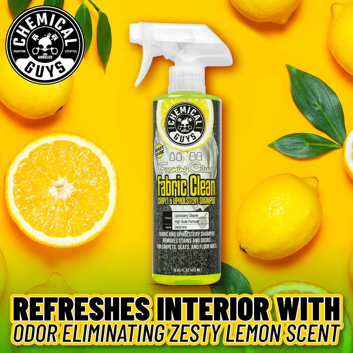 Chemical Guys, Citrus Fabric & Carpet Cleaner Spray with Brush Kit, 16 oz