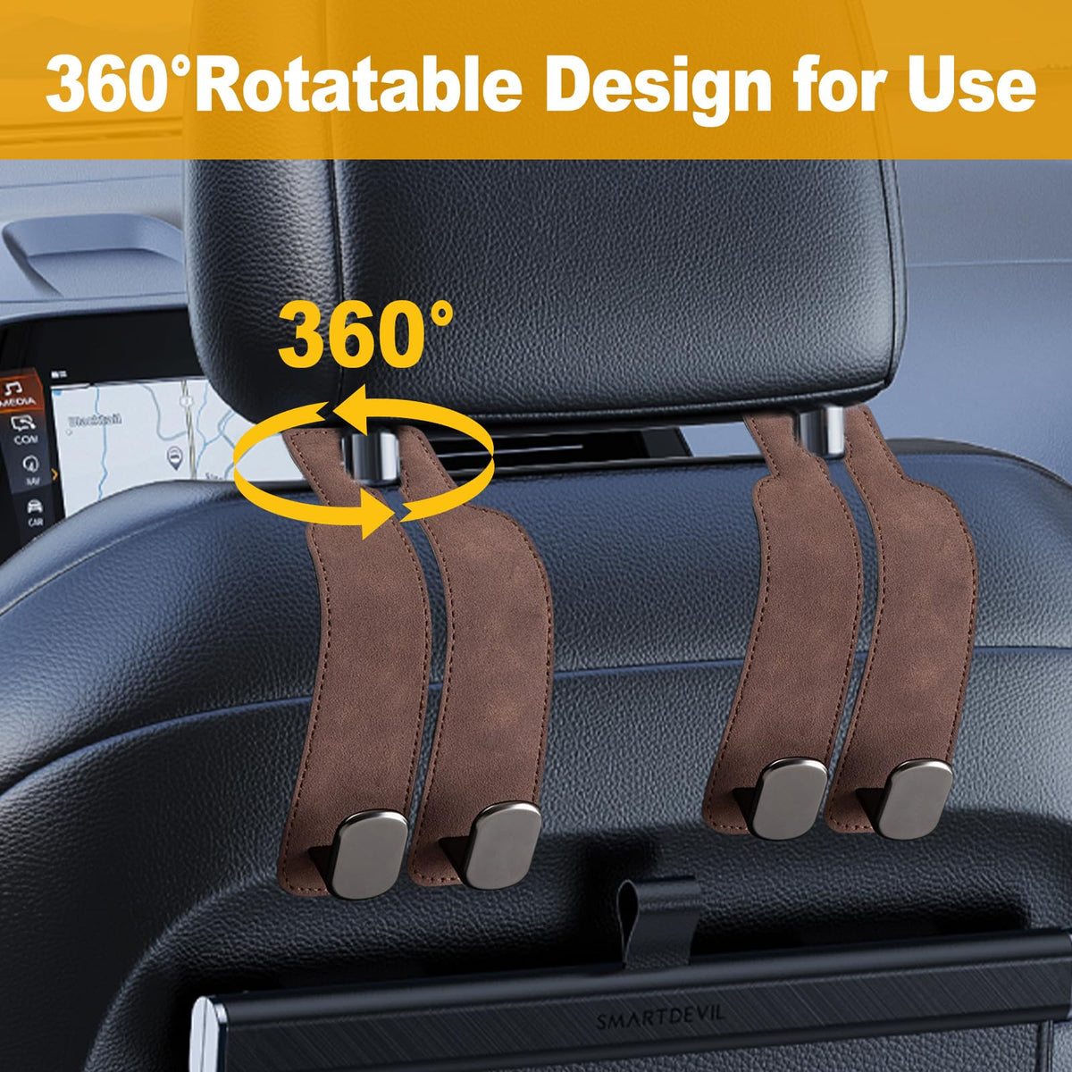 Car Purse Hook Purse Hook for Car Seats Headrest Car Seat Hooks,Heavy Duty Vehicle Organizer for Handbags, Groceries, Purses, Keep Car Tidy (Black, 2 Pack)